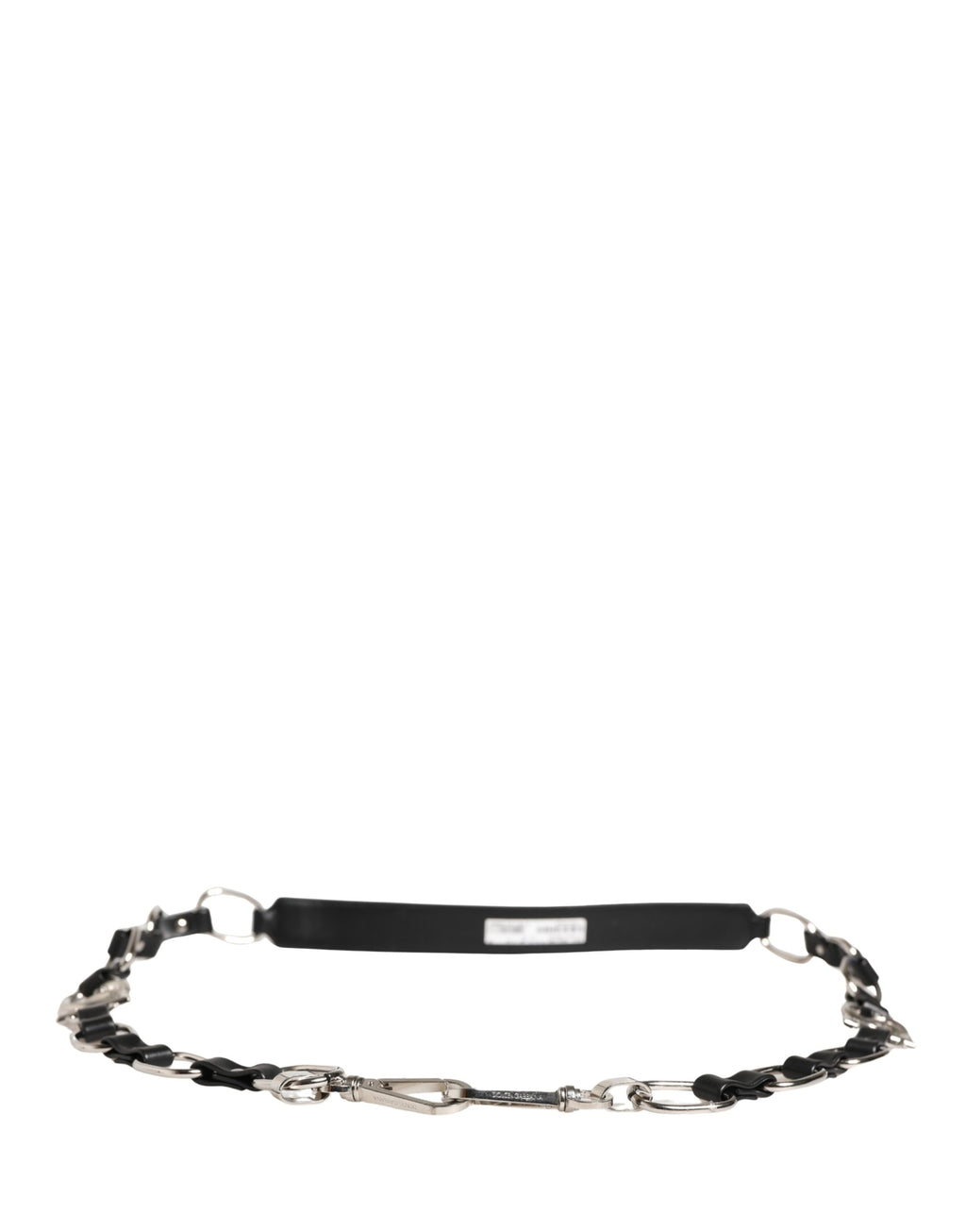 Alça de Ombro Acessório Dolce & Gabbana de Couro Preto com Corrente Prateada