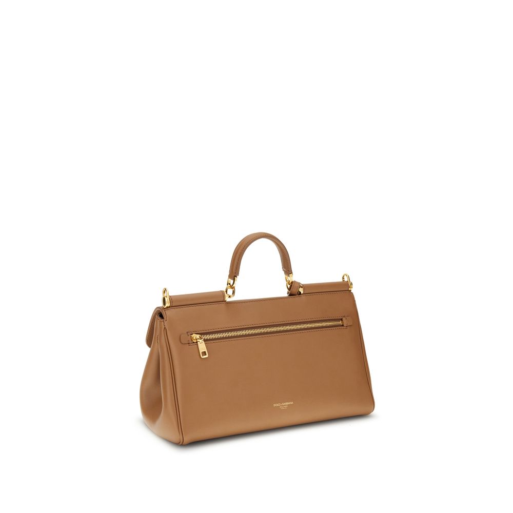 Dolce & Gabbana Bolsa de Ombro de Couro de Bezerro Bege Bos Taurus