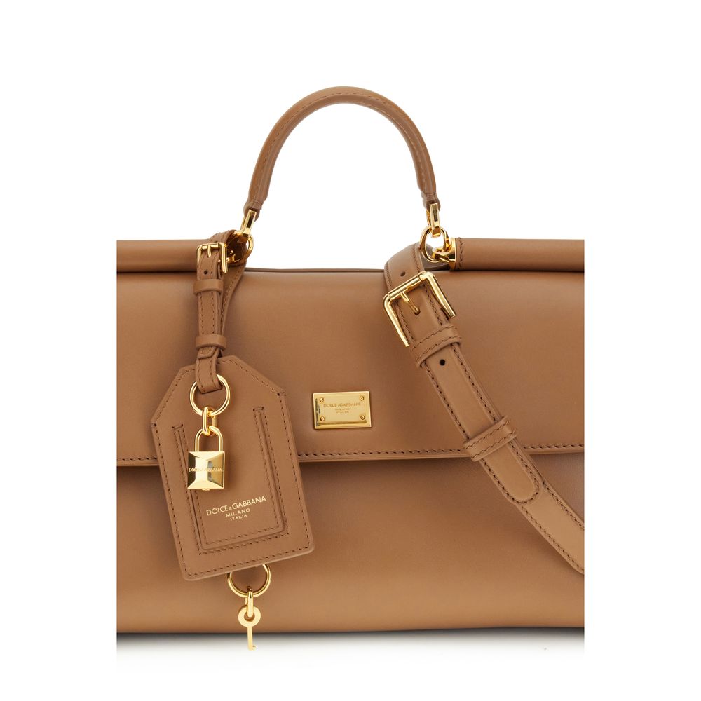 Dolce & Gabbana Bolsa de Ombro de Couro de Bezerro Bege Bos Taurus