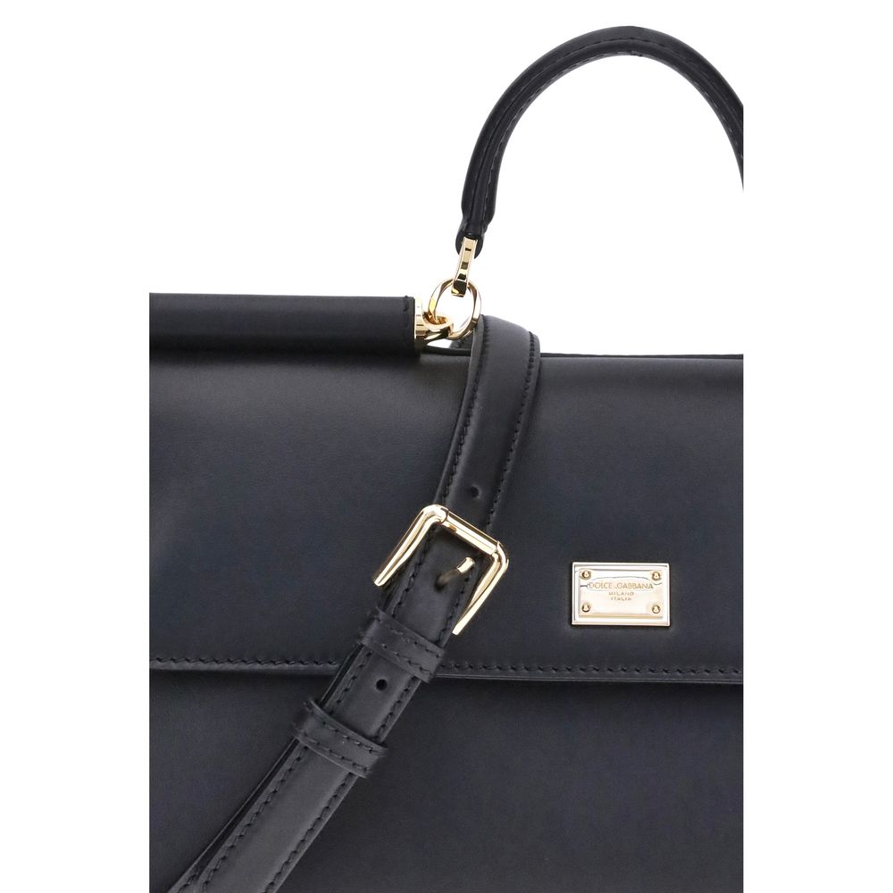 Bolsa de Ombro Dolce & Gabbana de Couro de Bezerro Preto Bos Taurus