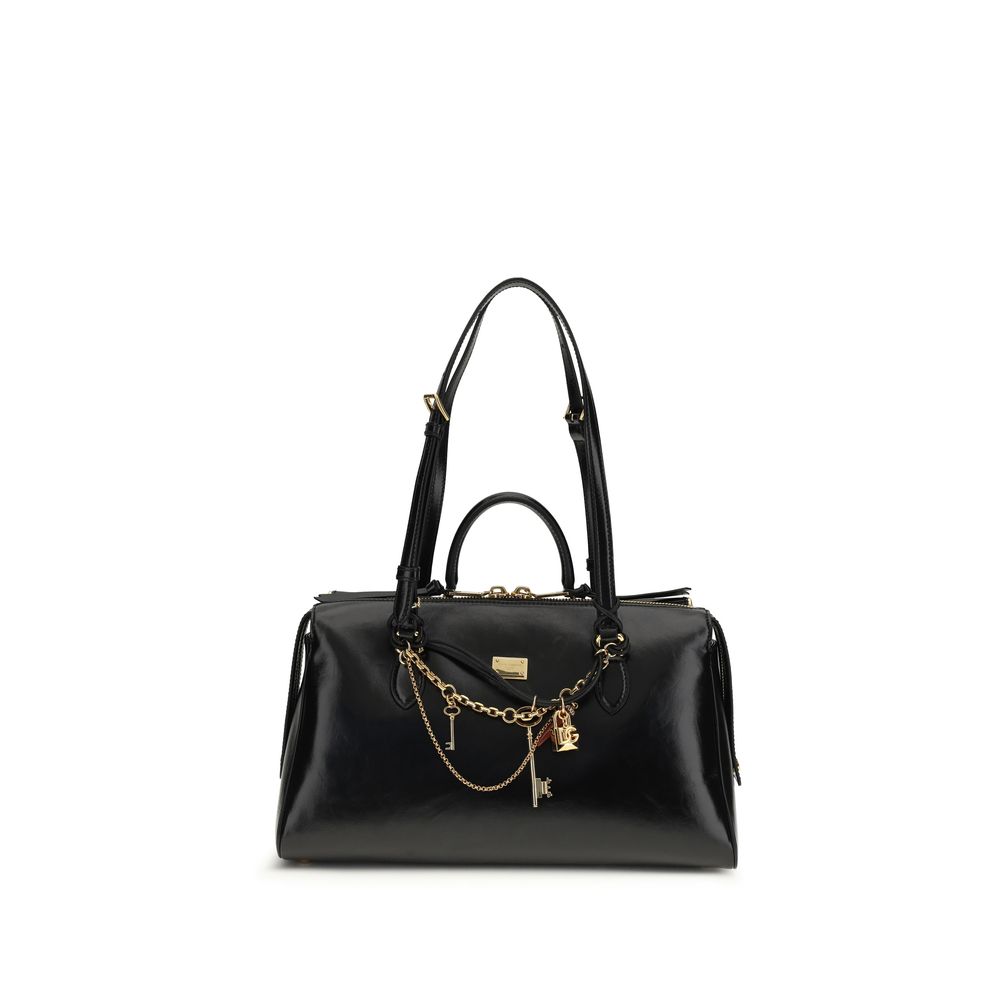 Bolsa de Ombro Dolce & Gabbana Preta em Couro de Bezerro Bos Taurus
