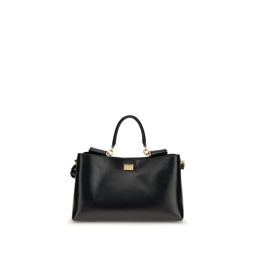 Dolce & Gabbana Bolsa de Ombro Bos Taurus em Couro de Bezerro Preto