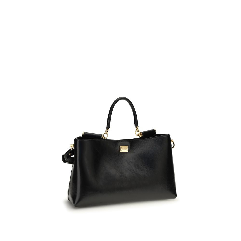 Dolce & Gabbana Bolsa de Ombro Bos Taurus em Couro de Bezerro Preto