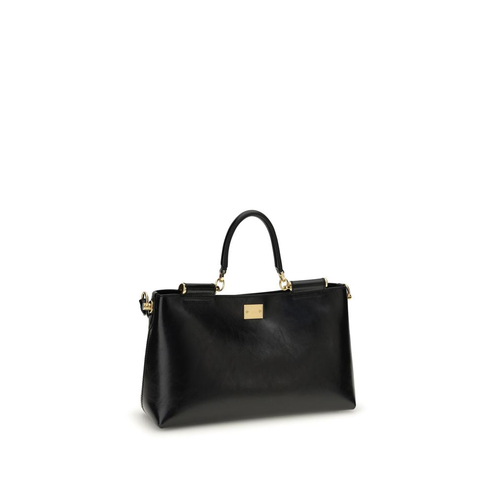 Dolce & Gabbana Bolsa de Ombro Bos Taurus em Couro de Bezerro Preto