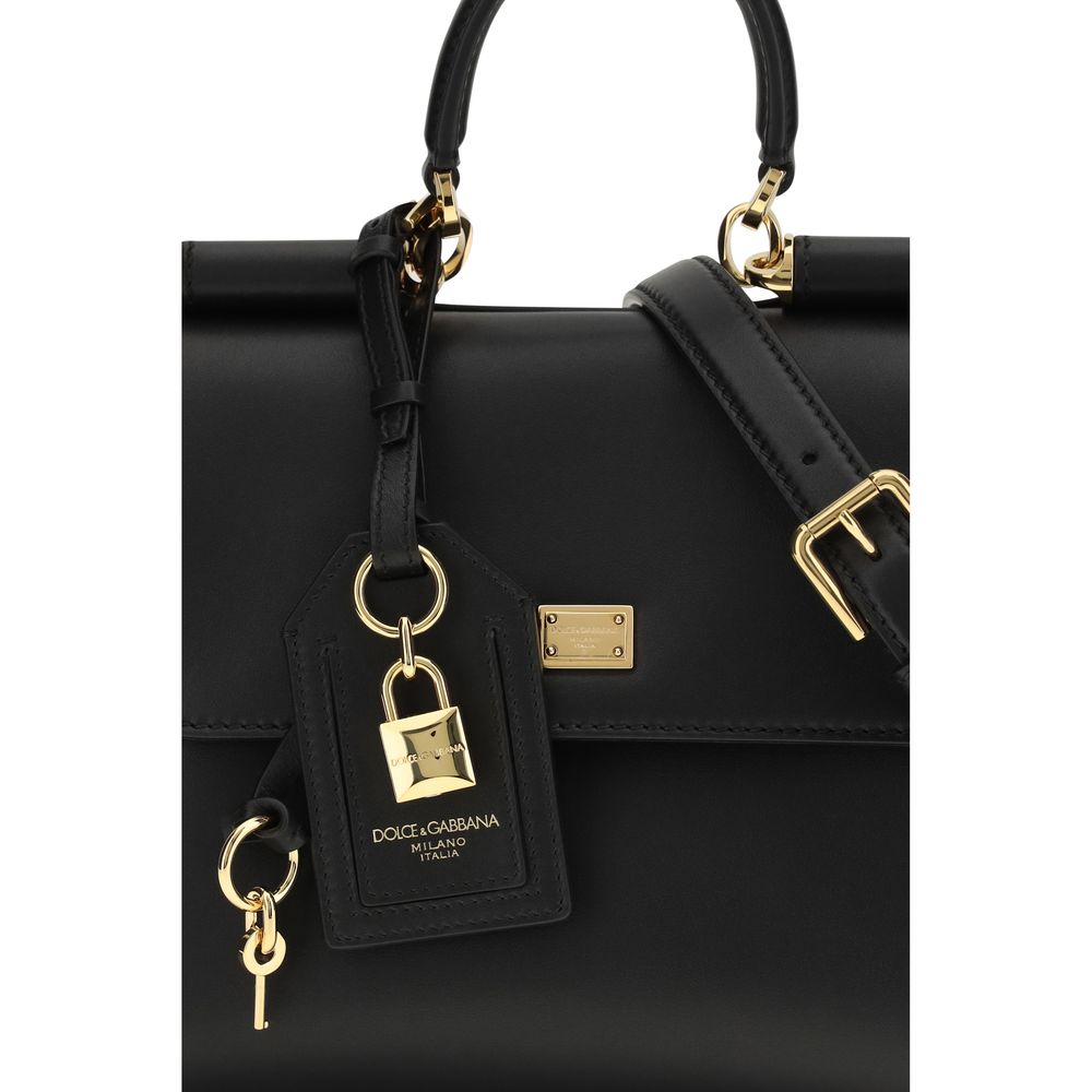 Dolce & Gabbana Bolsa de Ombro Bos Taurus em Couro de Bezerro Preta