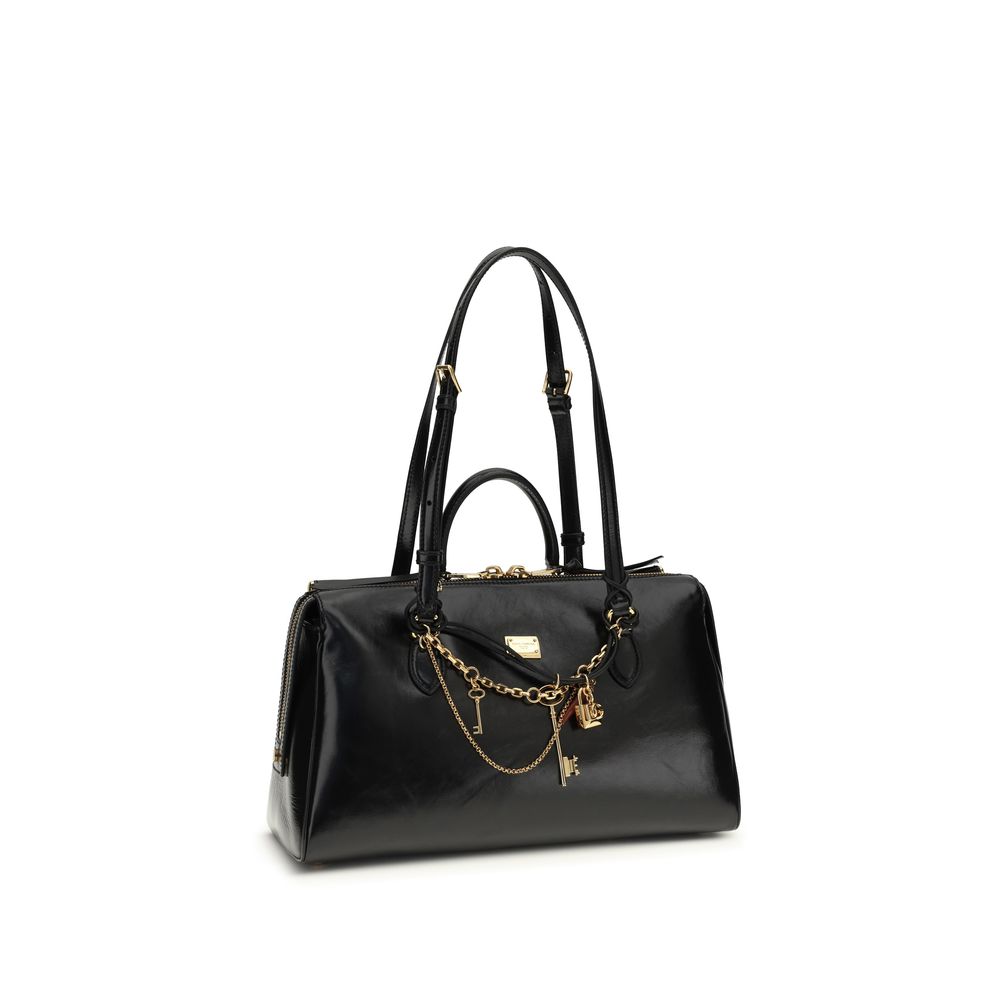 Bolsa de Ombro Dolce & Gabbana Preta em Couro de Bezerro Bos Taurus