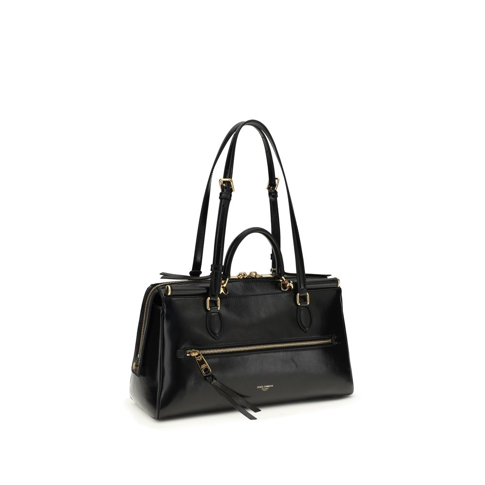 Bolsa de Ombro Dolce & Gabbana Preta em Couro de Bezerro Bos Taurus