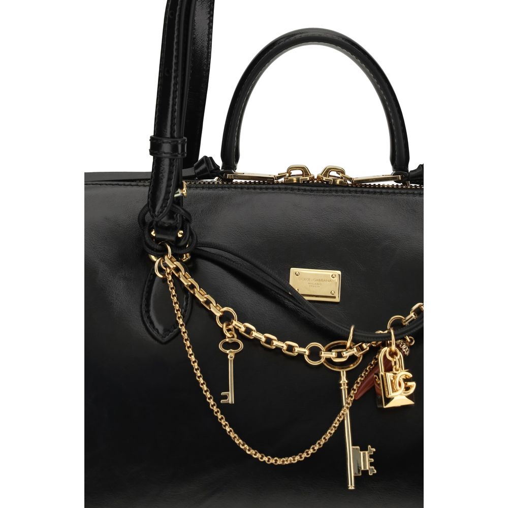 Bolsa de Ombro Dolce & Gabbana Preta em Couro de Bezerro Bos Taurus