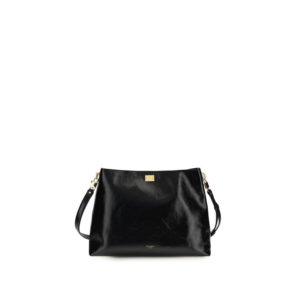 Bolsa de Ombro Dolce & Gabbana de Couro de Bezerro Preto Bos Taurus