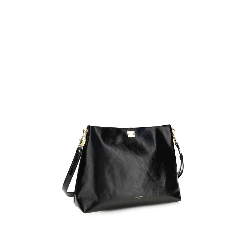 Bolsa de Ombro Dolce & Gabbana de Couro de Bezerro Preto Bos Taurus