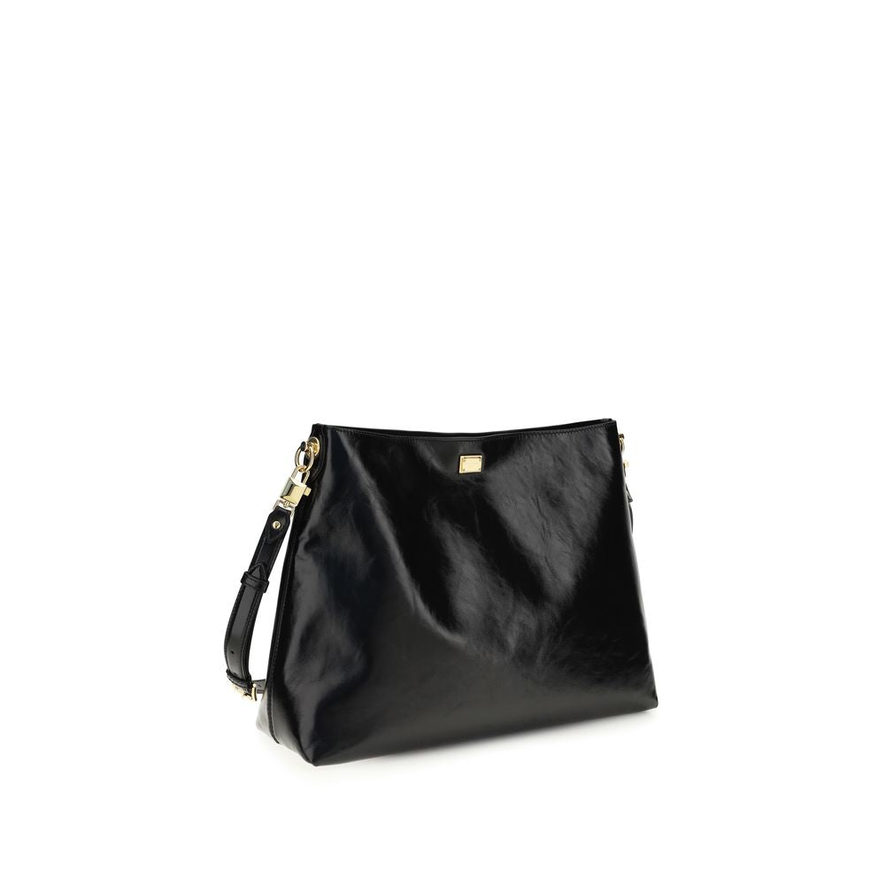 Bolsa de Ombro Dolce & Gabbana de Couro de Bezerro Preto Bos Taurus