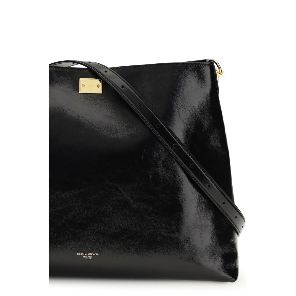 Bolsa de Ombro Dolce & Gabbana de Couro de Bezerro Preto Bos Taurus