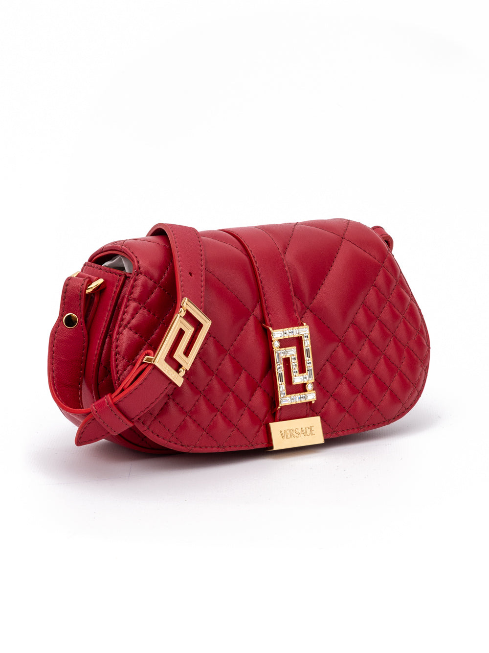 Bolsa de Ombro Acolchoada Versace de Couro Vermelho