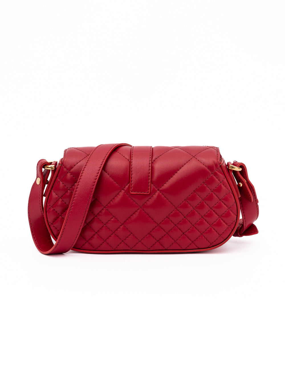 Versace Red Leather Quilted Shoulder Strap Bag