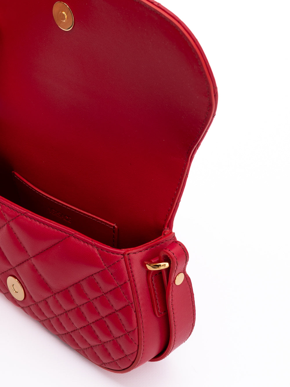 Bolsa de Ombro Acolchoada Versace de Couro Vermelho