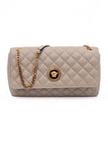 Bolsa de Ombro Versace Taupe em Couro Acolchoado