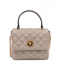 Bolsa Versace de Couro Matelassê Taupe