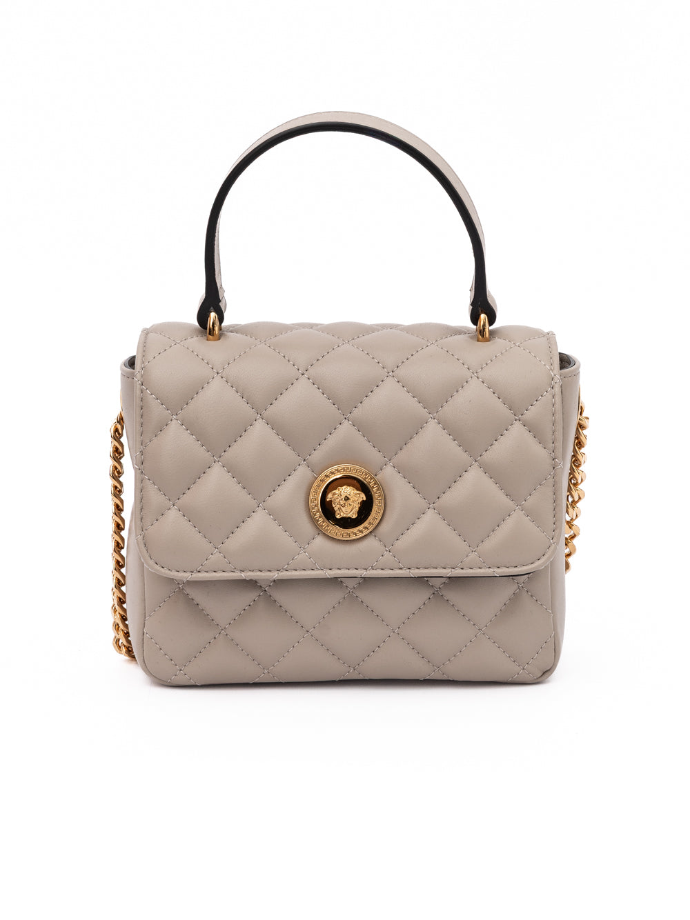 Bolsa Versace de Couro Matelassê Taupe