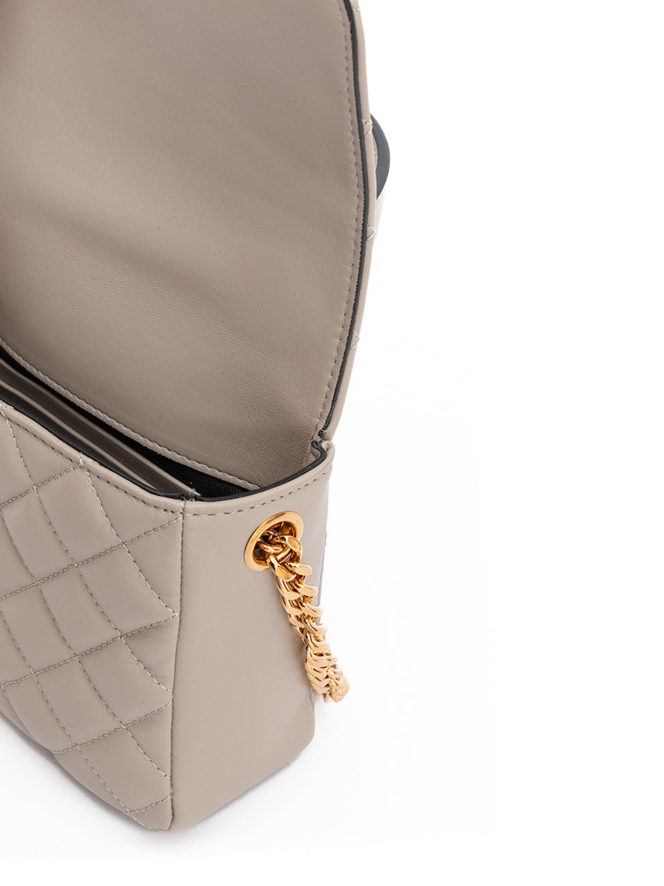Bolsa Versace de Couro Matelassê Taupe