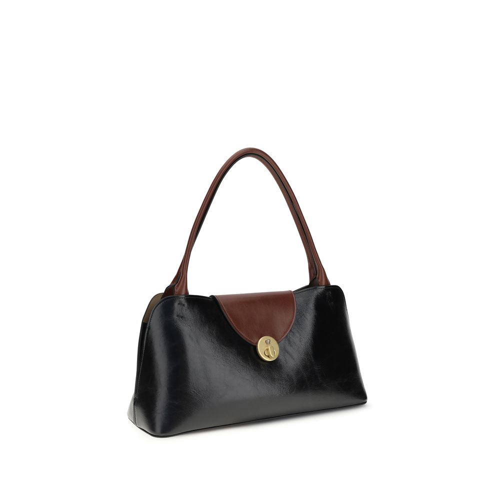 Bolsa de Ombro Versace em Couro de Bezerro Preto Bos Taurus