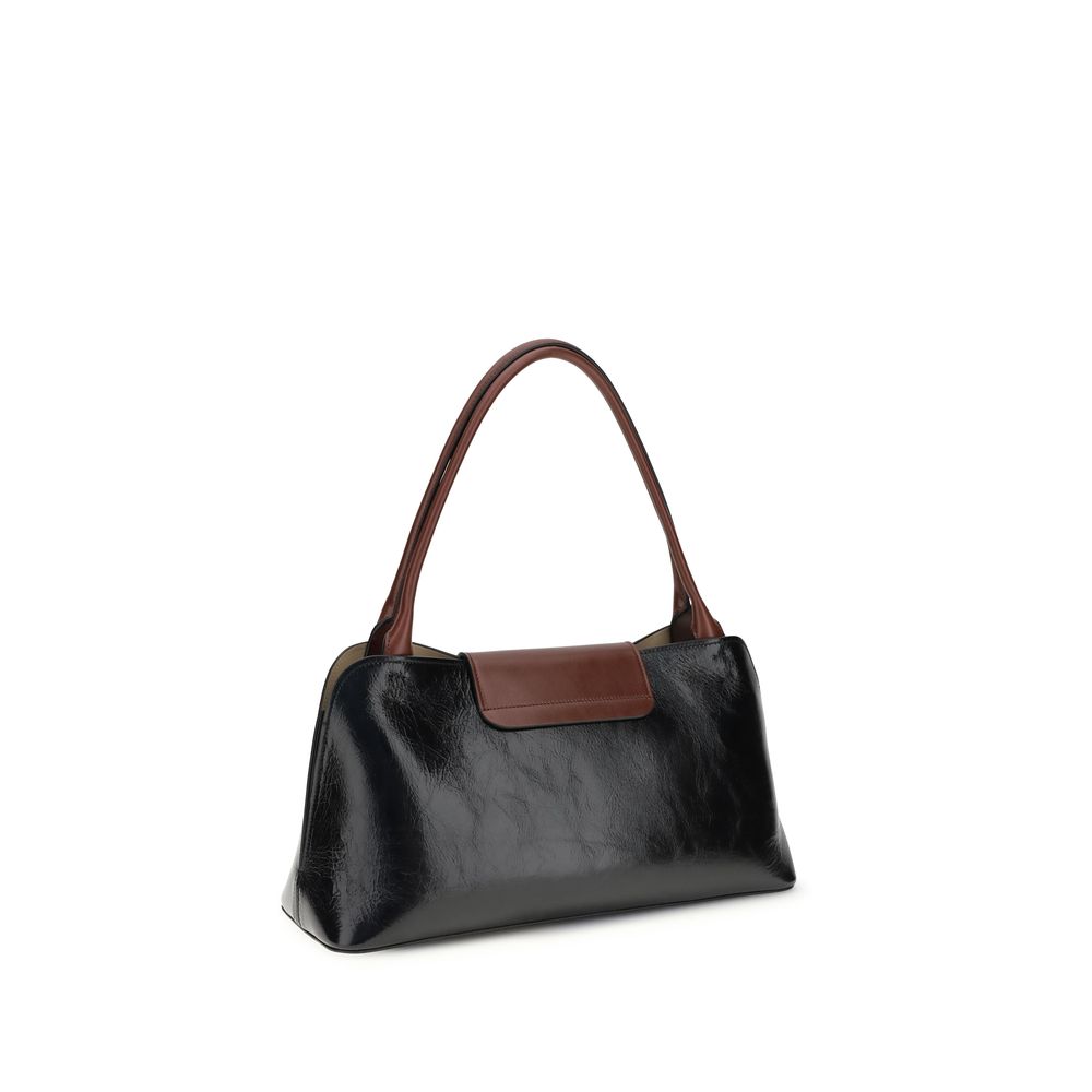 Bolsa de Ombro Versace em Couro de Bezerro Preto Bos Taurus