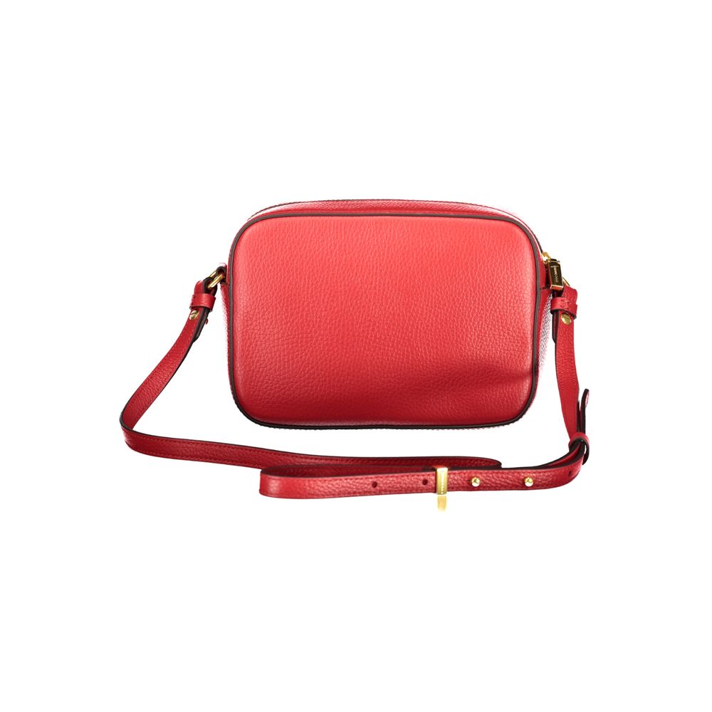 Bolsa Feminina de Couro Coccinelle Rosso com Alça Ajustável e Bolsos