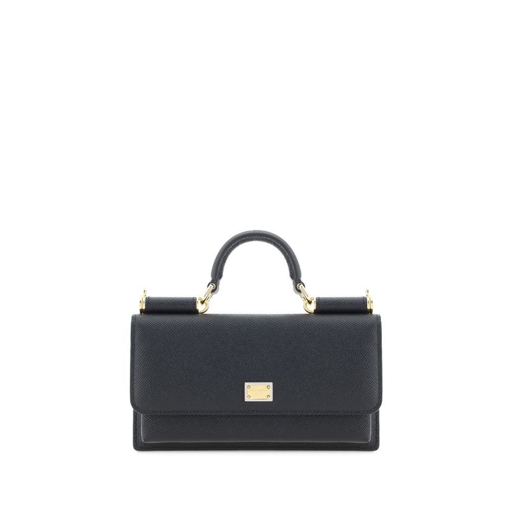 Bolsa de Ombro Dolce & Gabbana de Couro de Bezerro Preto Bos Taurus