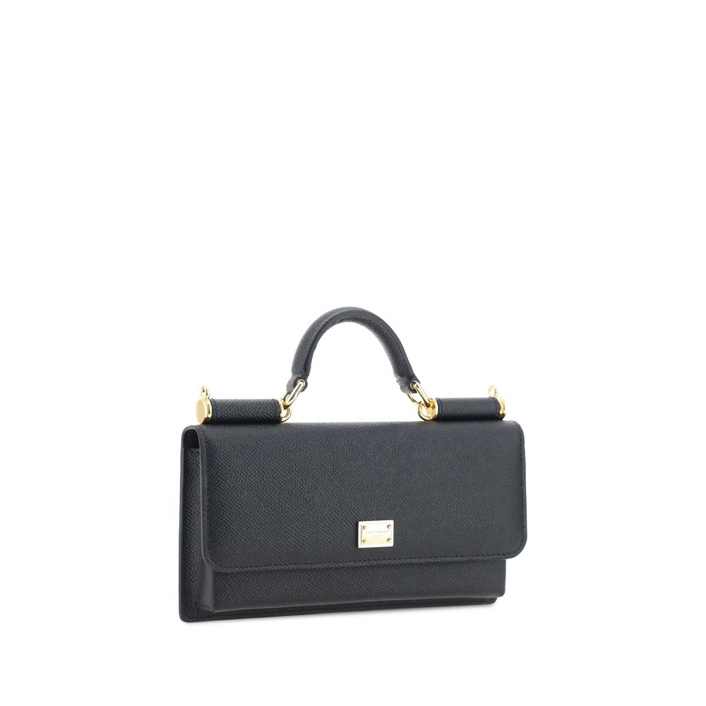 Bolsa de Ombro Dolce & Gabbana de Couro de Bezerro Preto Bos Taurus