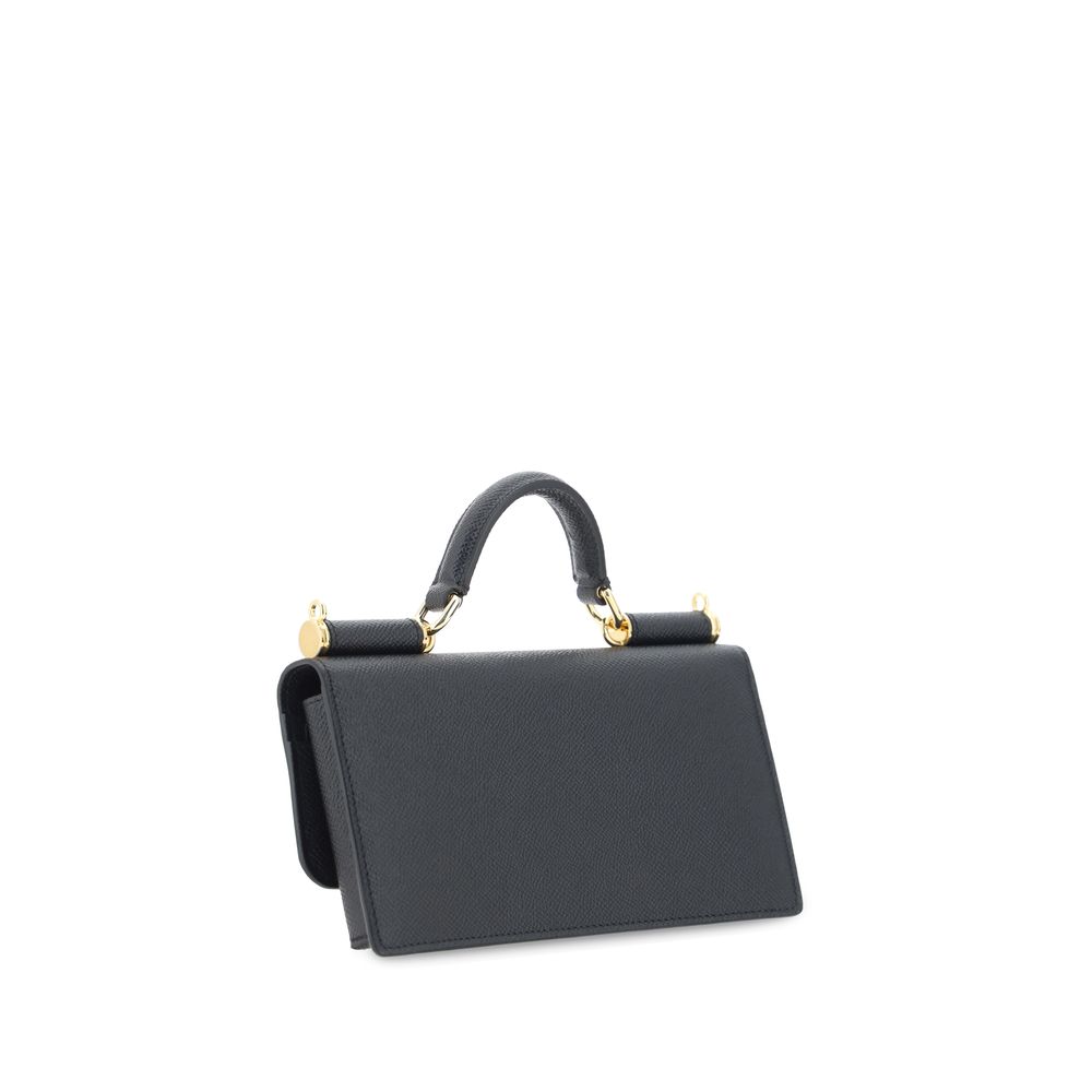 Bolsa de Ombro Dolce & Gabbana de Couro de Bezerro Preto Bos Taurus