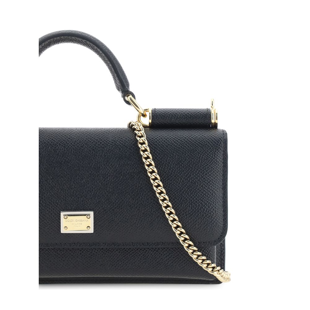 Bolsa de Ombro Dolce & Gabbana de Couro de Bezerro Preto Bos Taurus