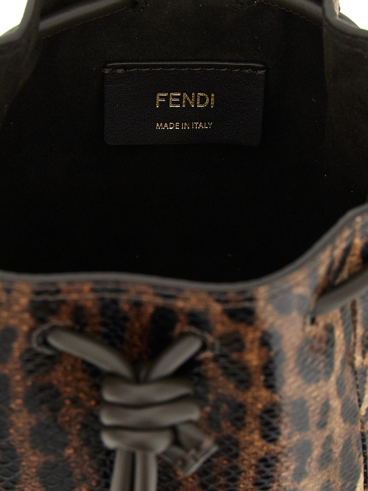 Bolsa Fendi de Veludo Marrom e Couro