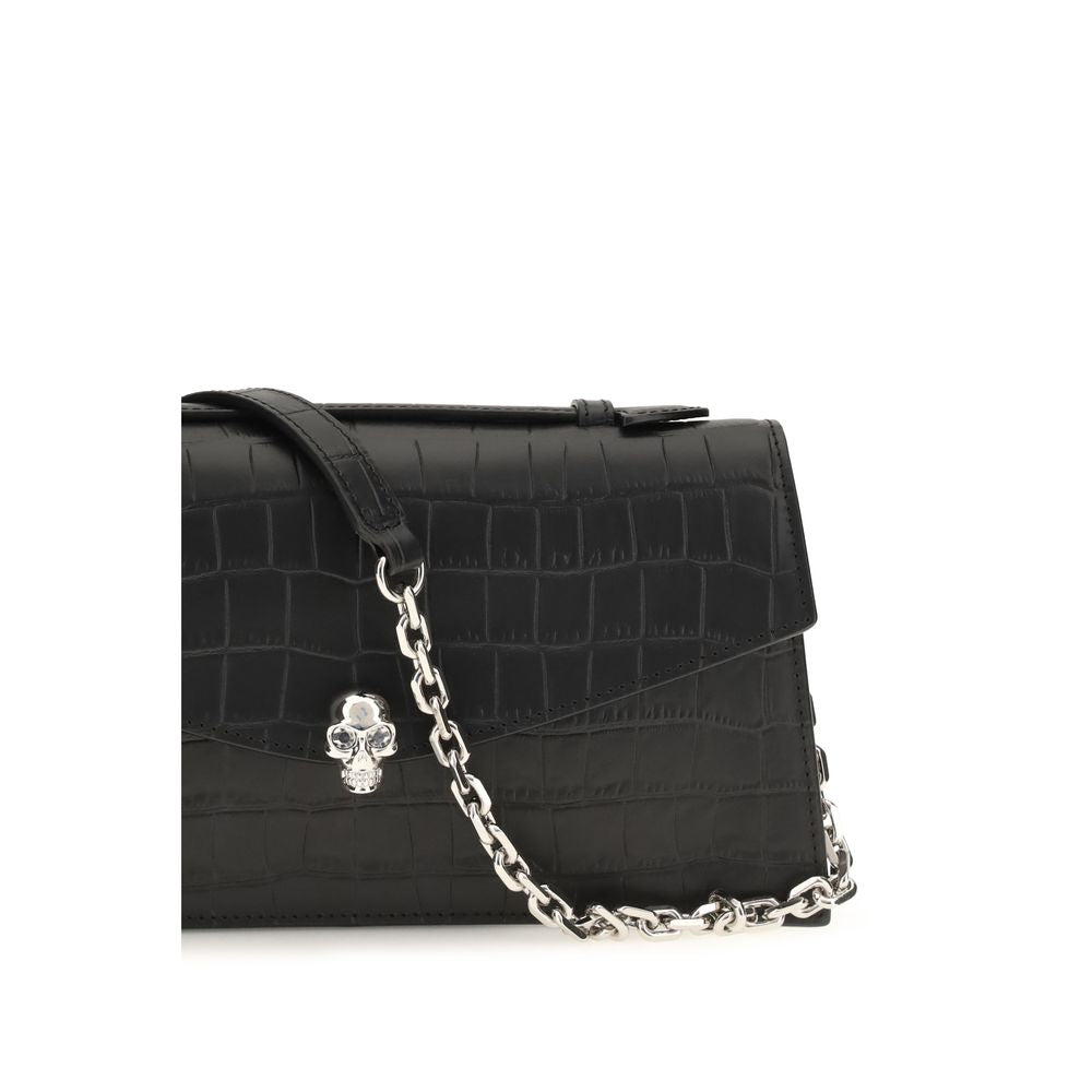 Bolsa Alexander McQueen em Couro de Bezerro Preto Bos Taurus