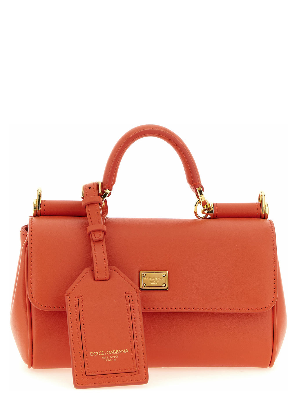 Bolsa de mão Dolce & Gabbana de couro de bezerro laranja