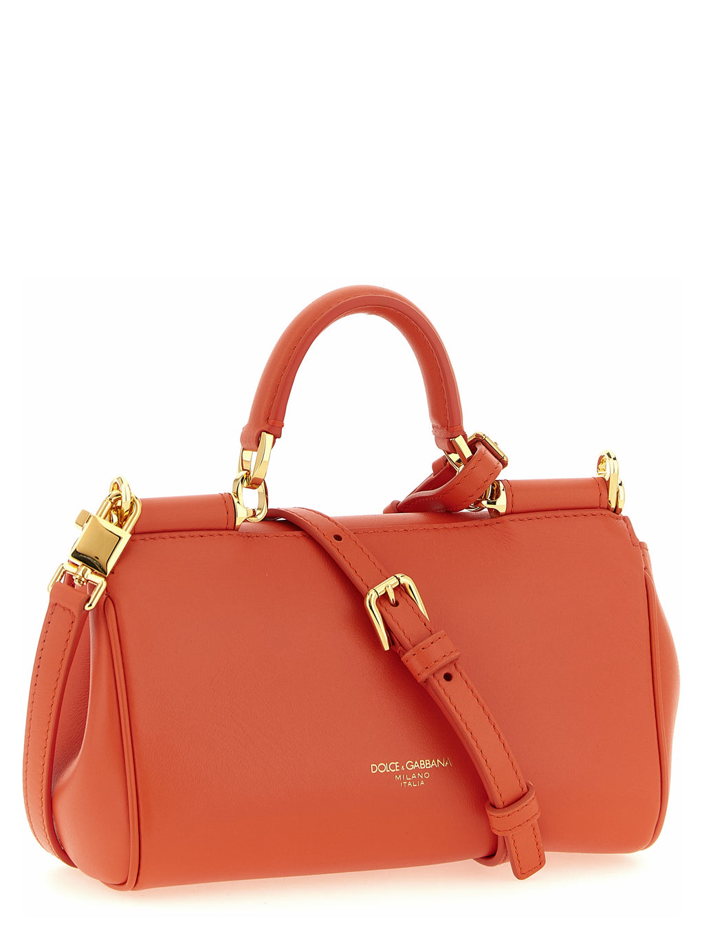 Bolsa de mão Dolce & Gabbana de couro de bezerro laranja