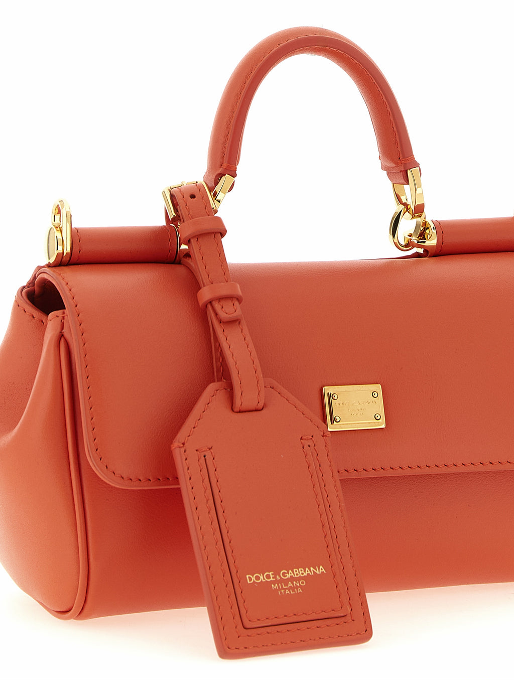 Bolsa de mão Dolce & Gabbana de couro de bezerro laranja