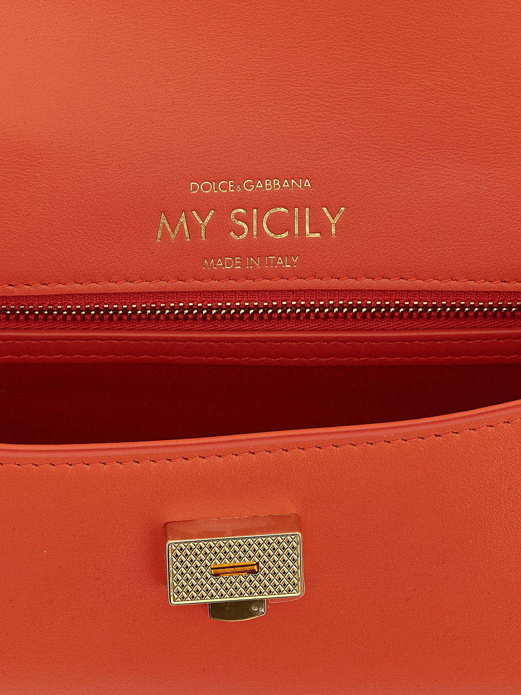 Bolsa de mão Dolce & Gabbana de couro de bezerro laranja
