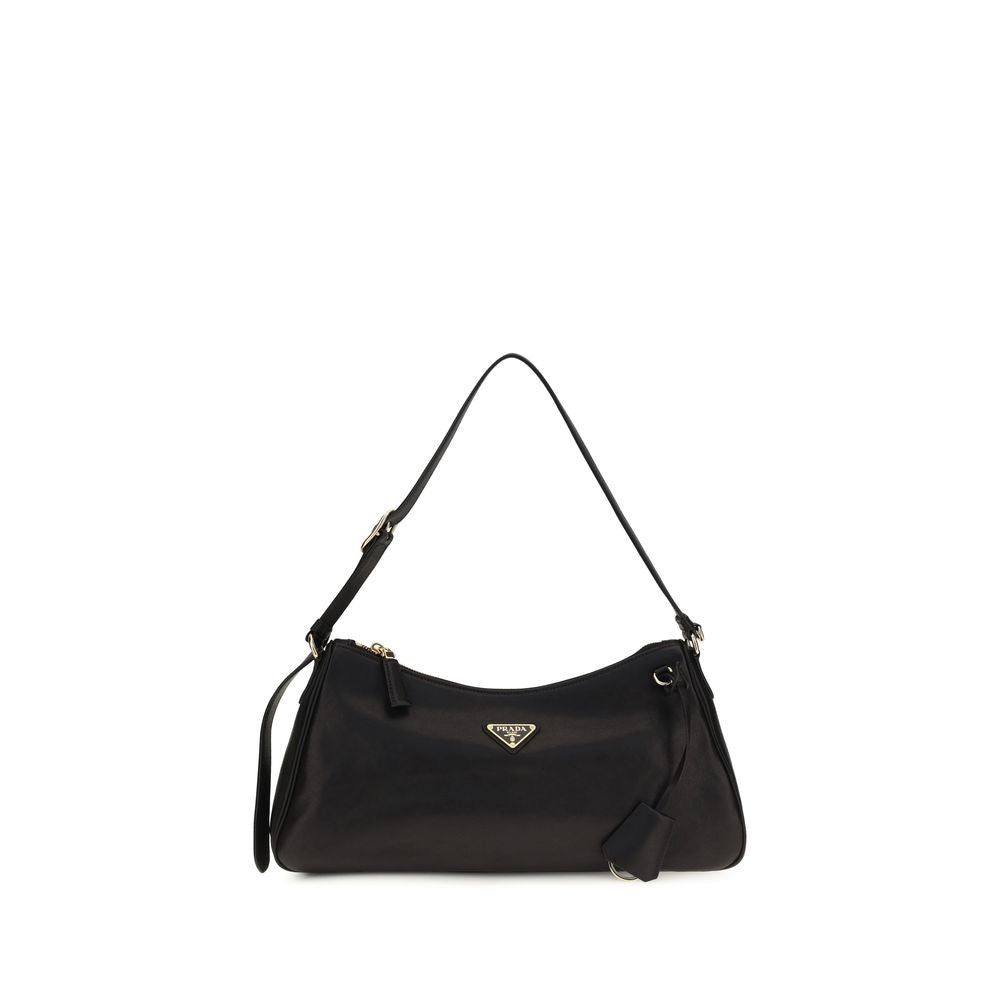 Bolsa de Ombro Prada Preta em Couro de Bezerro Bos Taurus