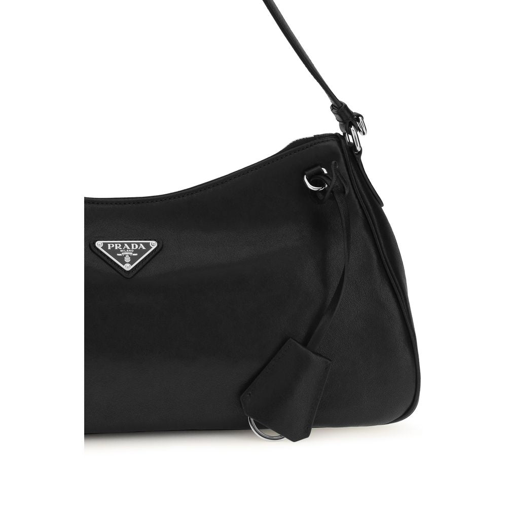 Bolsa de Ombro Prada Preta em Couro de Bezerro Bos Taurus