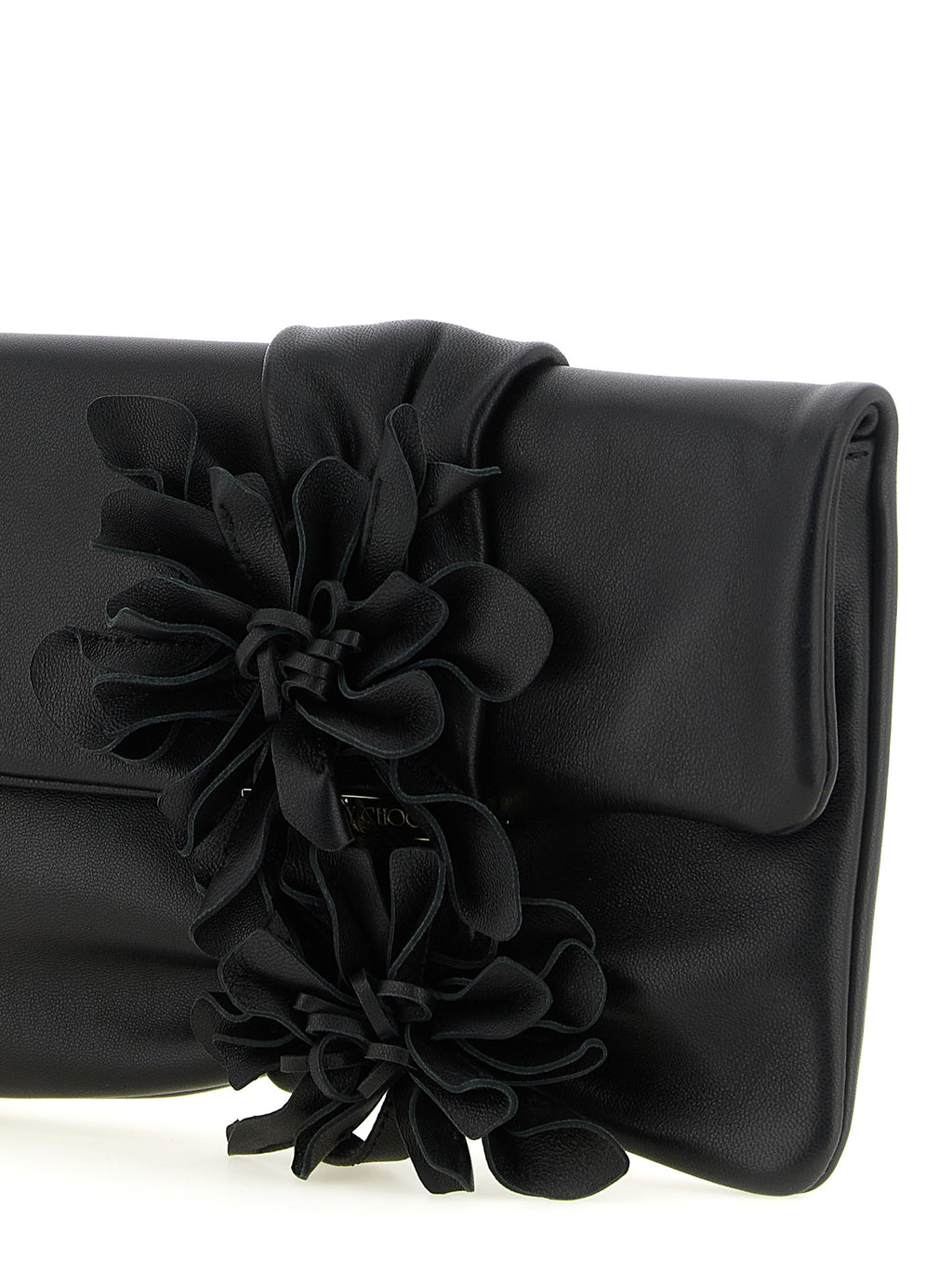 Bolsa Clutch Jimmy Choo de Couro de Cordeiro Preta