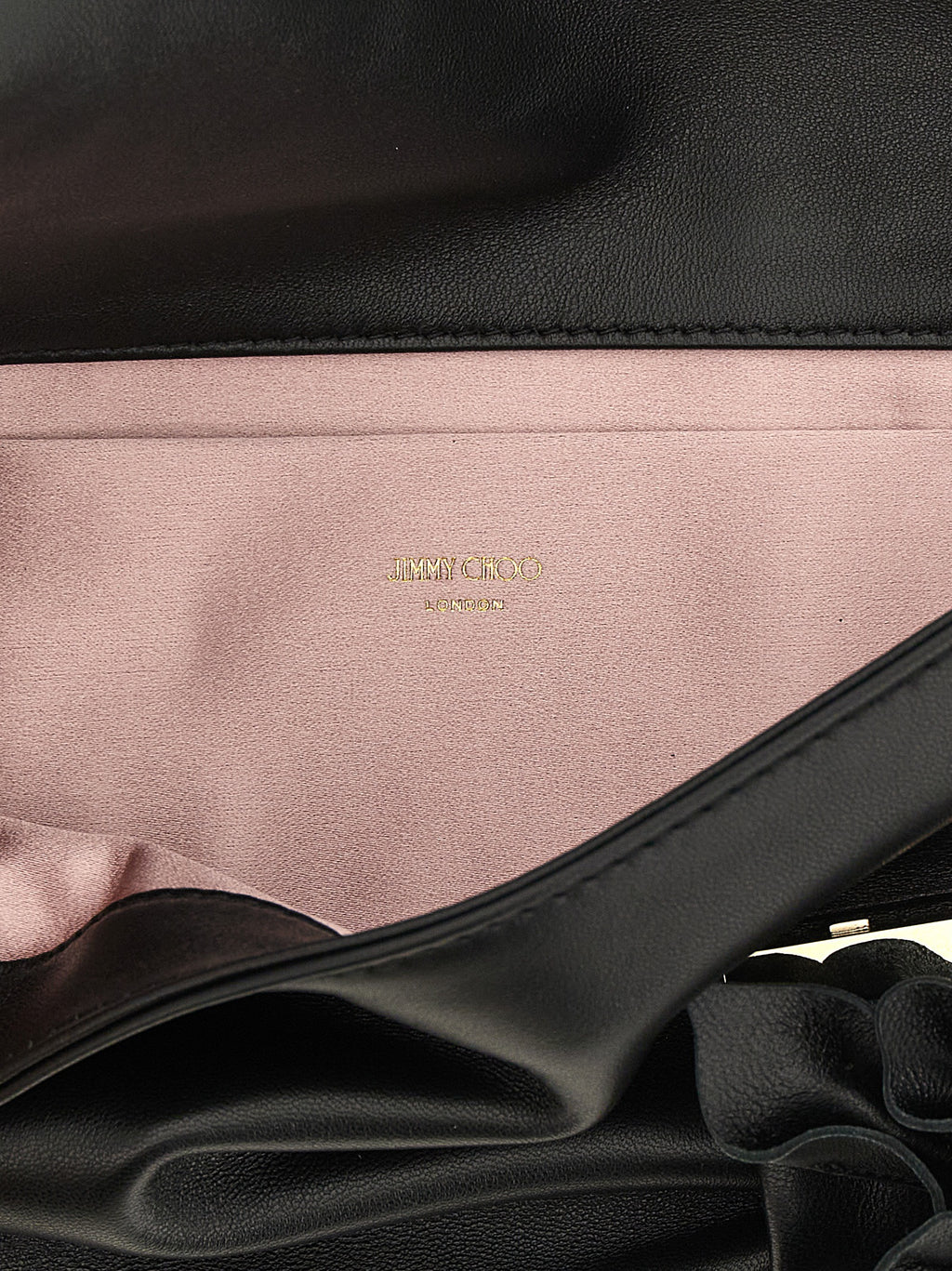 Bolsa Clutch Jimmy Choo de Couro de Cordeiro Preta