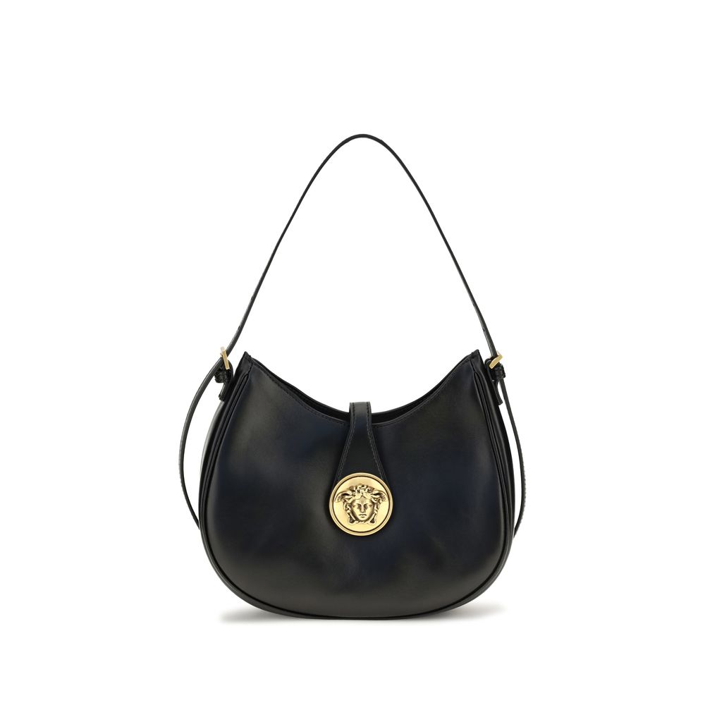Bolsa de Ombro Versace em Couro de Bezerro Preto Bos Taurus