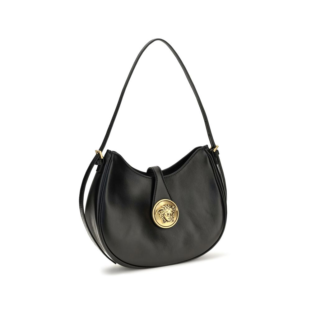 Bolsa de Ombro Versace em Couro de Bezerro Preto Bos Taurus