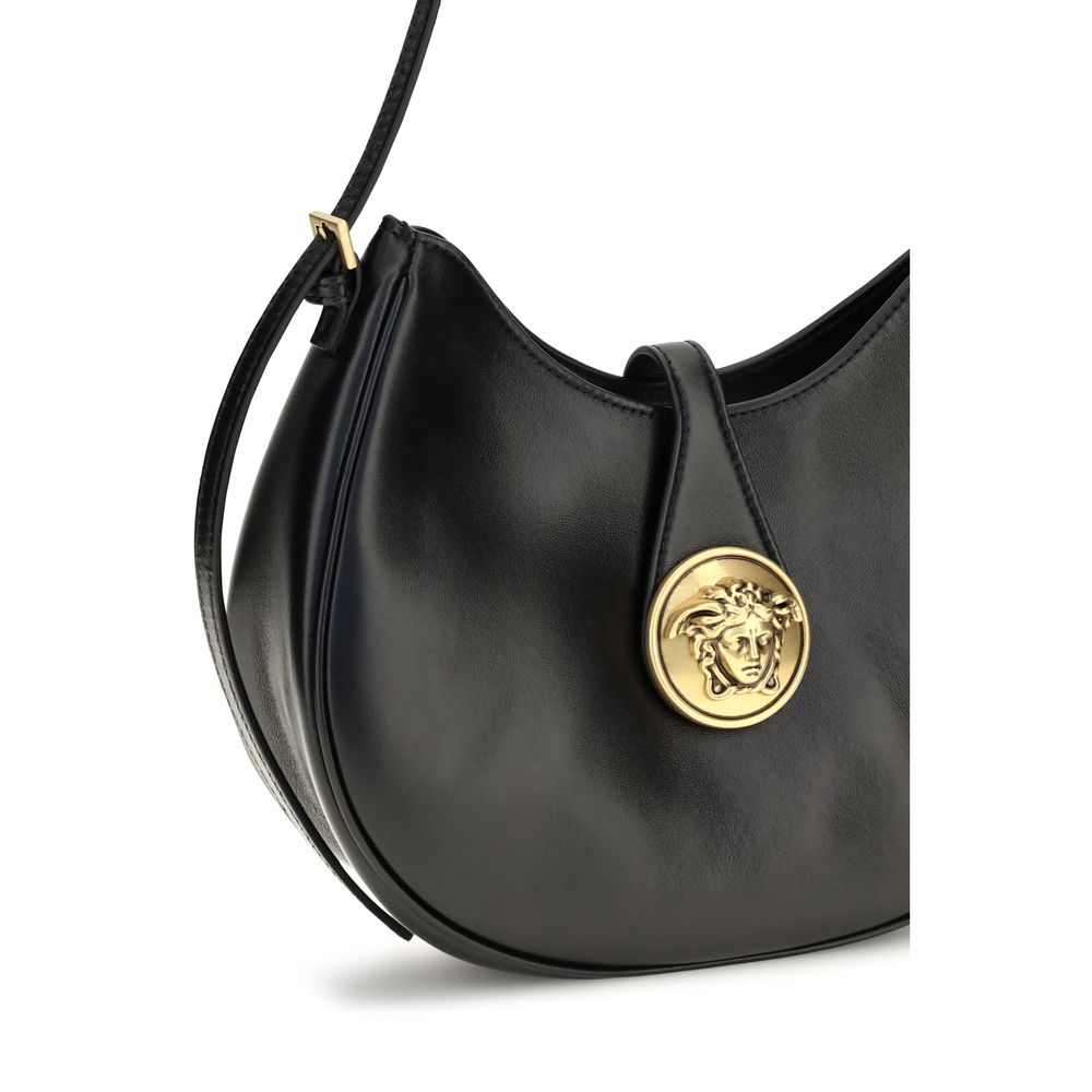 Bolsa de Ombro Versace em Couro de Bezerro Preto Bos Taurus