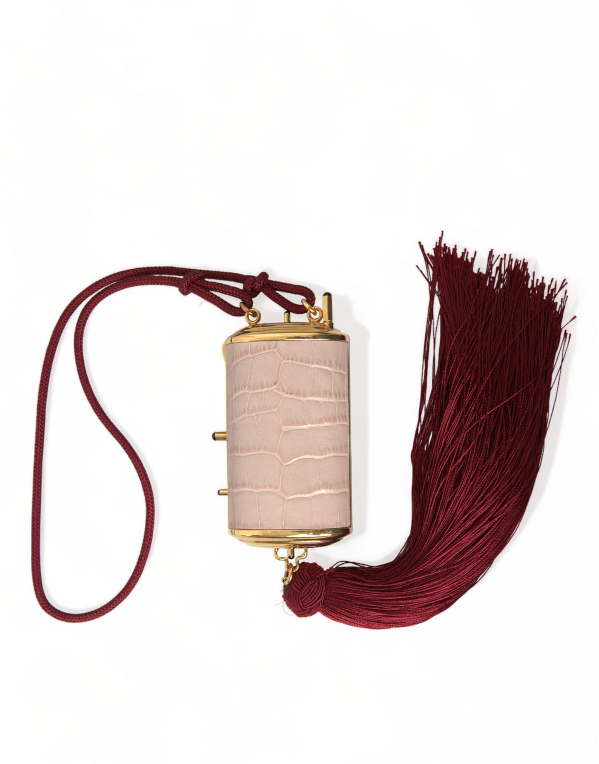 Dolce & Gabbana Nécessaire Mini Espelho Tassel Couro Exótico Rosa