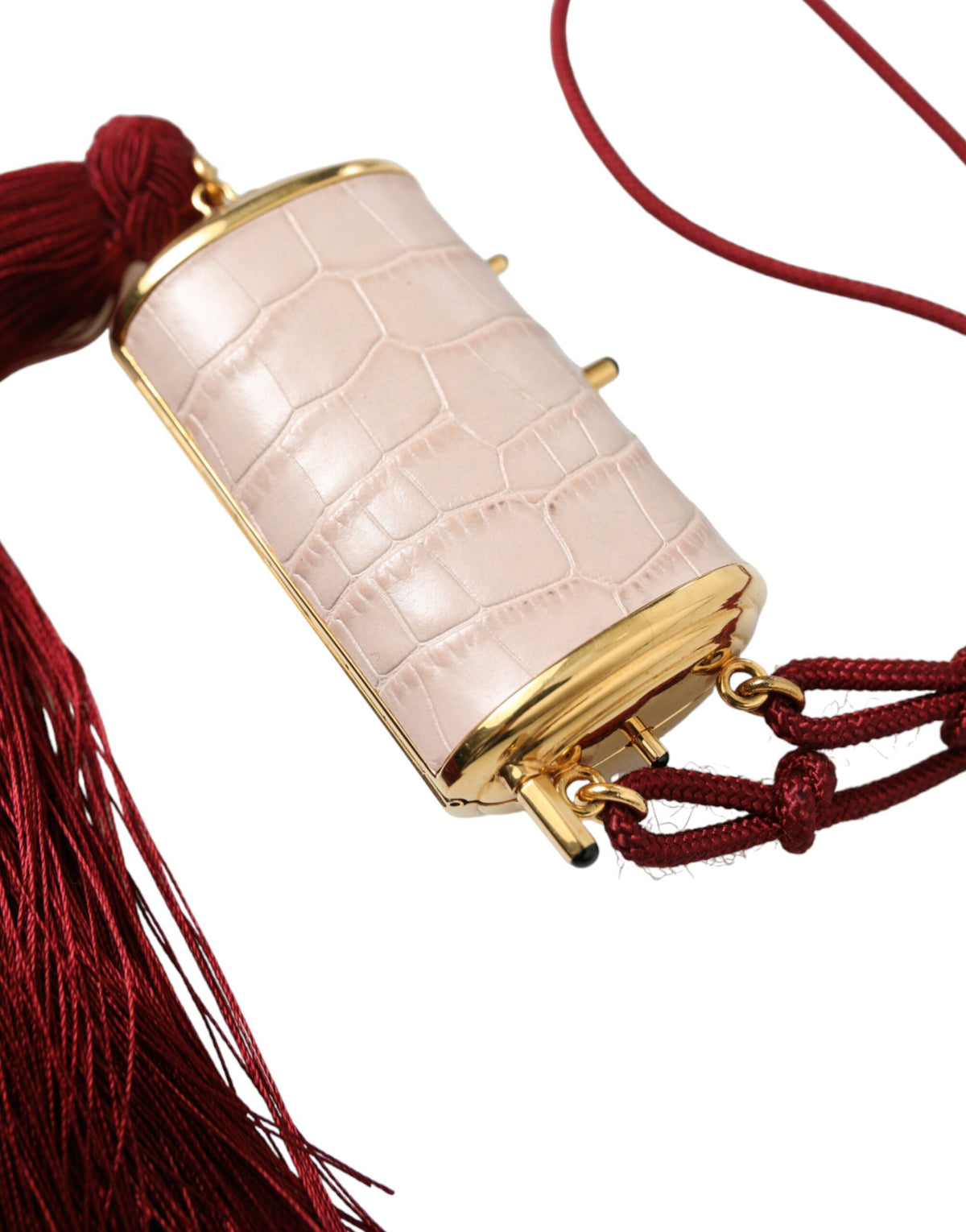 Dolce & Gabbana Nécessaire Mini Espelho Tassel Couro Exótico Rosa