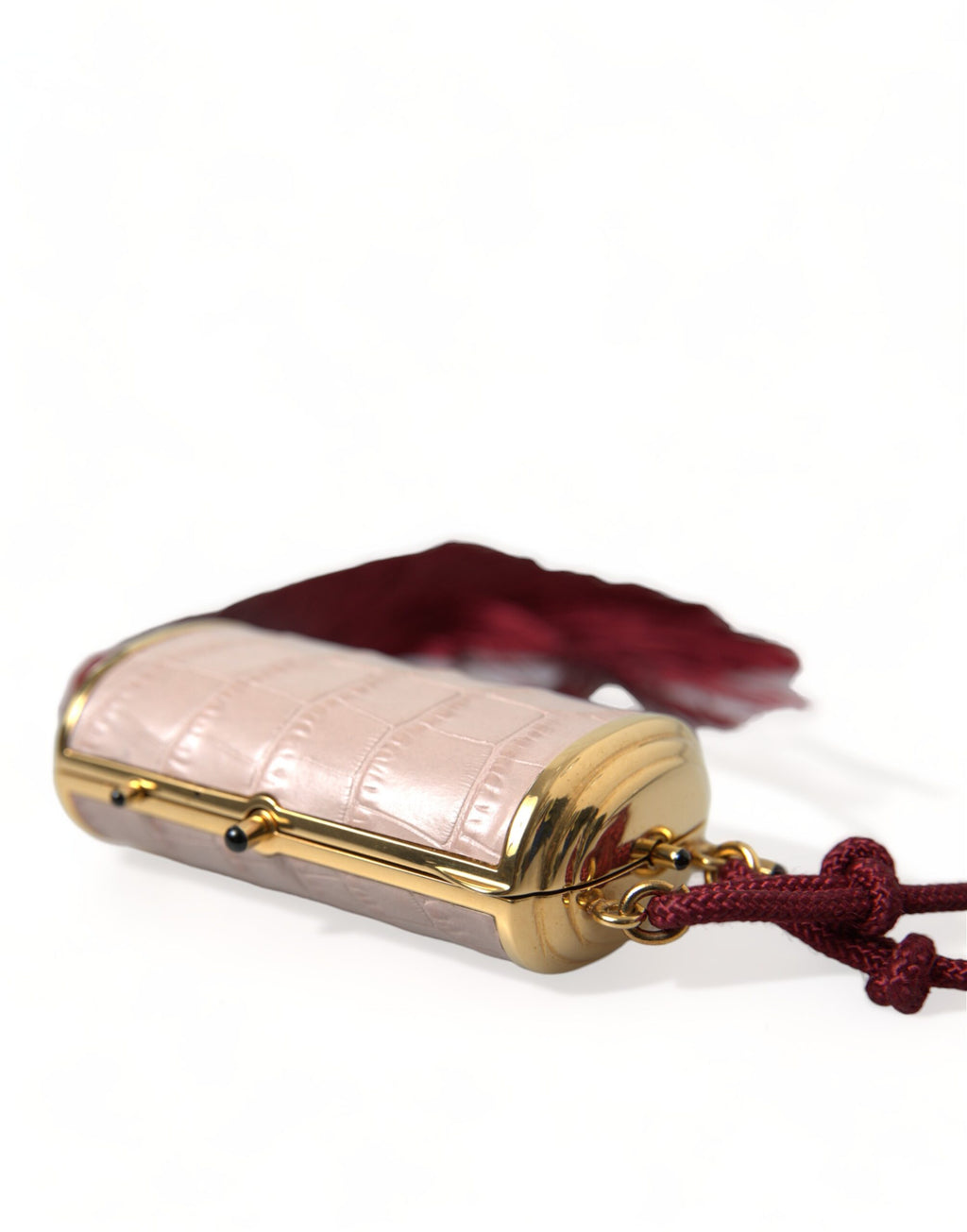 Dolce & Gabbana Nécessaire Mini Espelho Tassel Couro Exótico Rosa