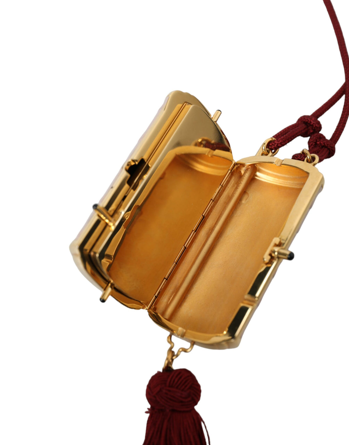 Dolce & Gabbana Nécessaire Mini Espelho Tassel Couro Exótico Rosa