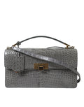 Bolsa de Ombro Balenciaga Média de Couro Exótico Cinza