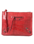 Balenciaga Bolsa Wristlet Clutch de Couro Exótico Vermelho Modelo Clássico