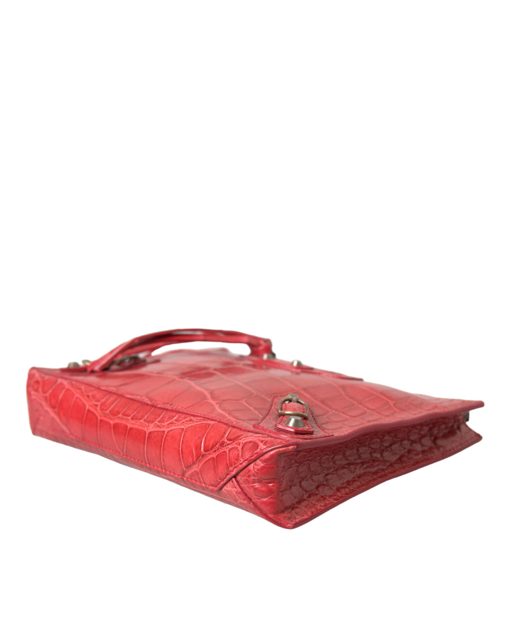 Balenciaga Bolsa Wristlet Clutch de Couro Exótico Vermelho Modelo Clássico